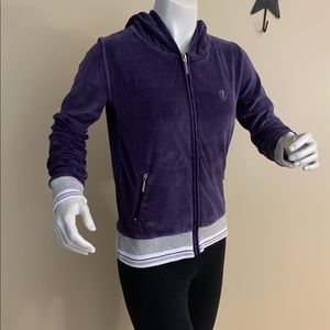 Vintage Fairweather Zipper Velour Purple Hoodie